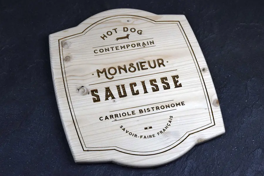 Enseigne en bois d'épicéa 3-plis